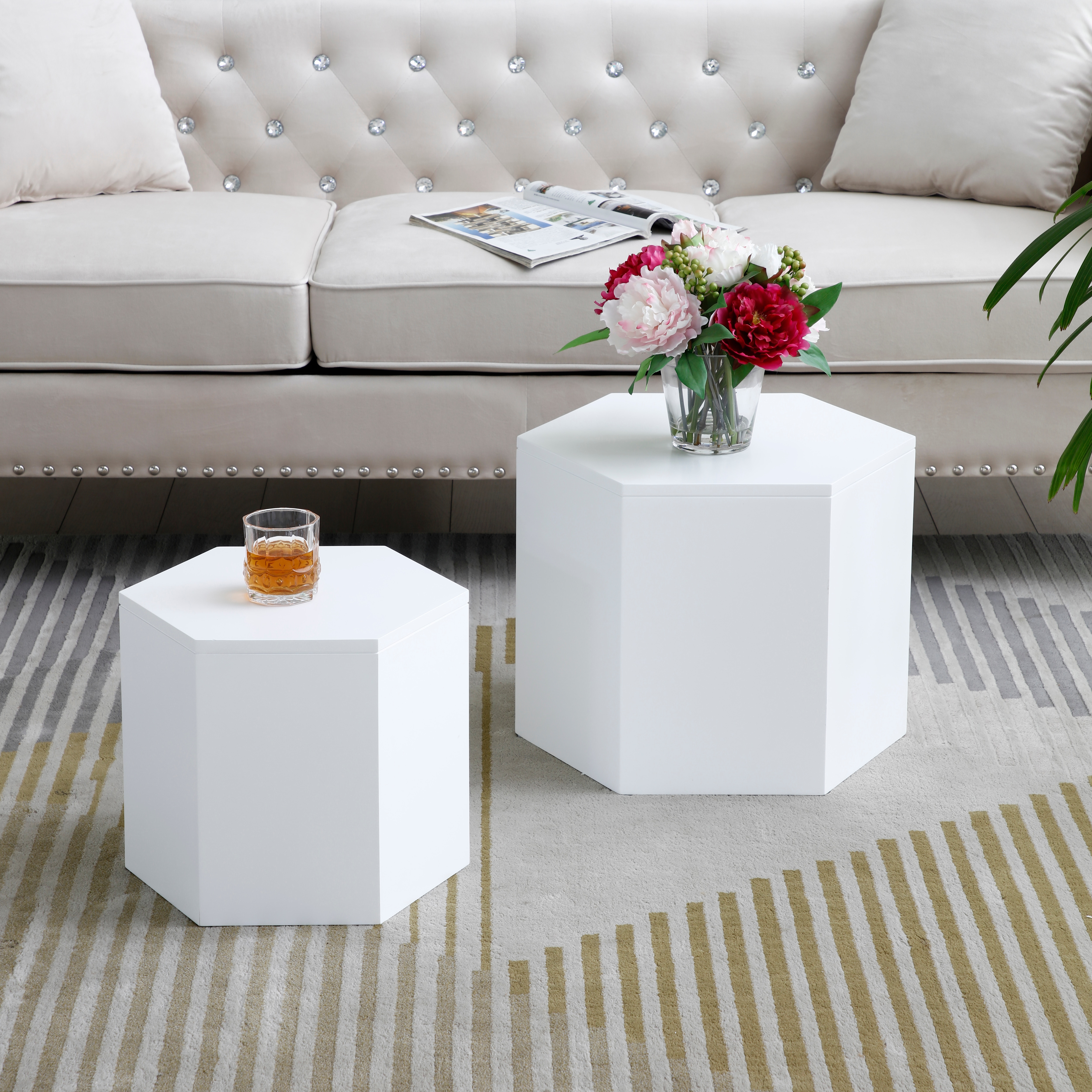Coffee Tables,MDF with ash/oak/walnut veneer side table/coffee table/end table/nesting table set of 2 for living room,office,bedroom, White, 2Colors Coffee Tables,MDF with ash/oak/walnut veneer side table/coffee table/end table/nesting table set of 2 for living room,office,bedroom, White, 2Colors